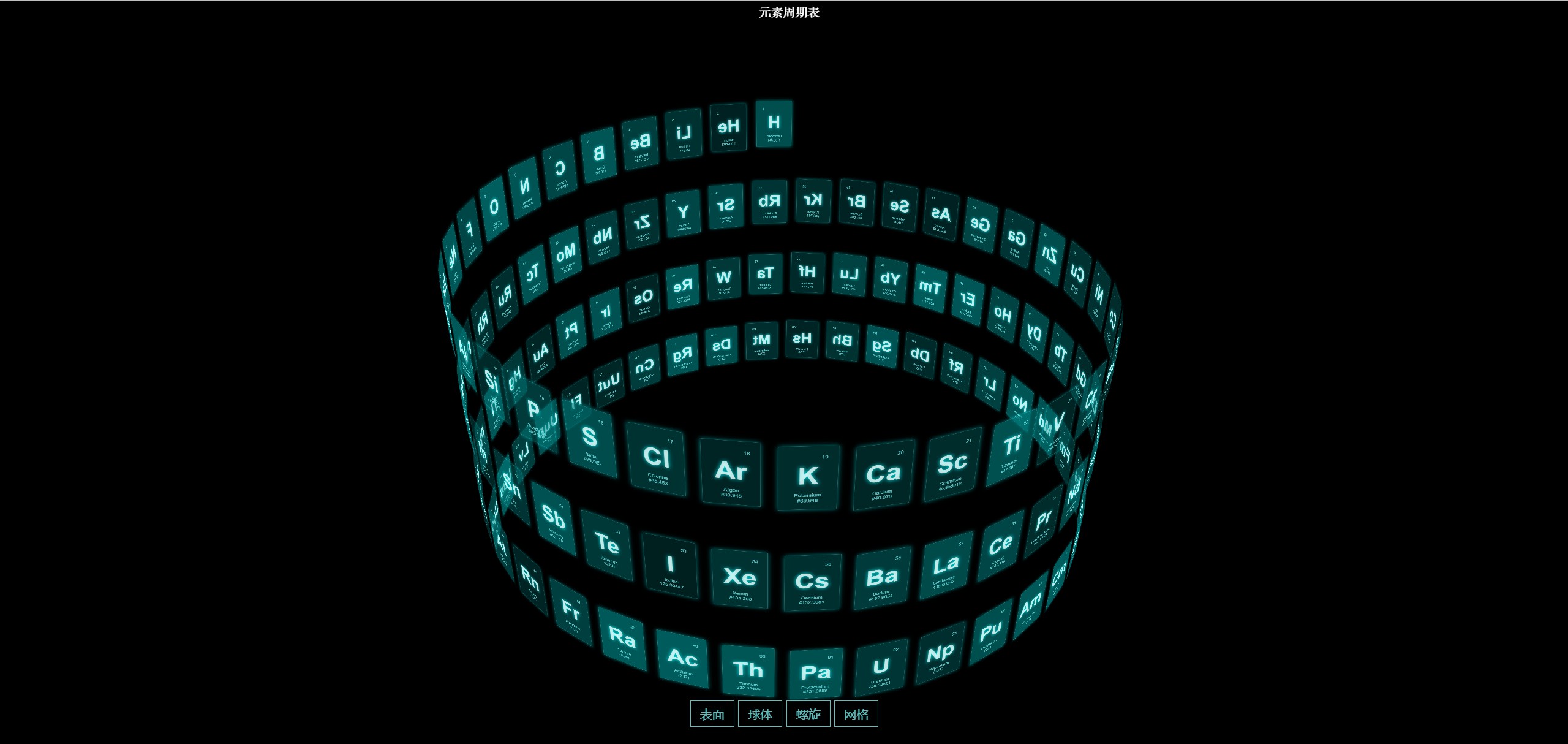  一个超高级的元素周期表页面html源码
